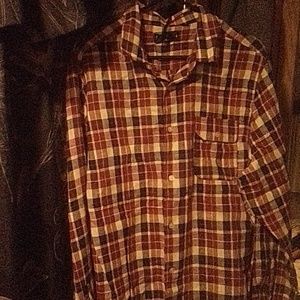 Five Four brand, long sleeve, button up shirt, red and brown
